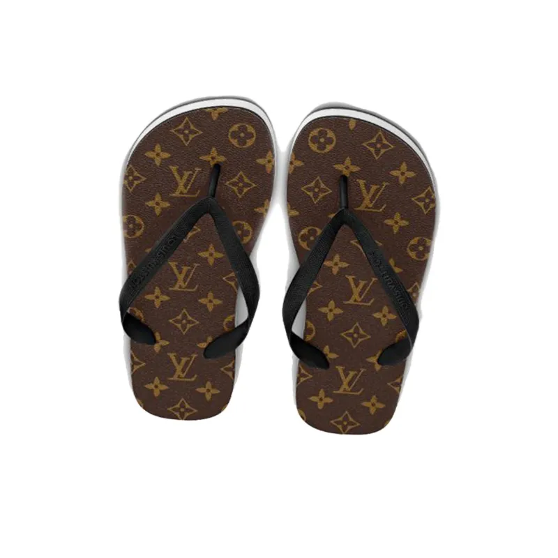 LOUIS VUITTON Molitor Slip Resistant Flip Flops Men's Brown-3