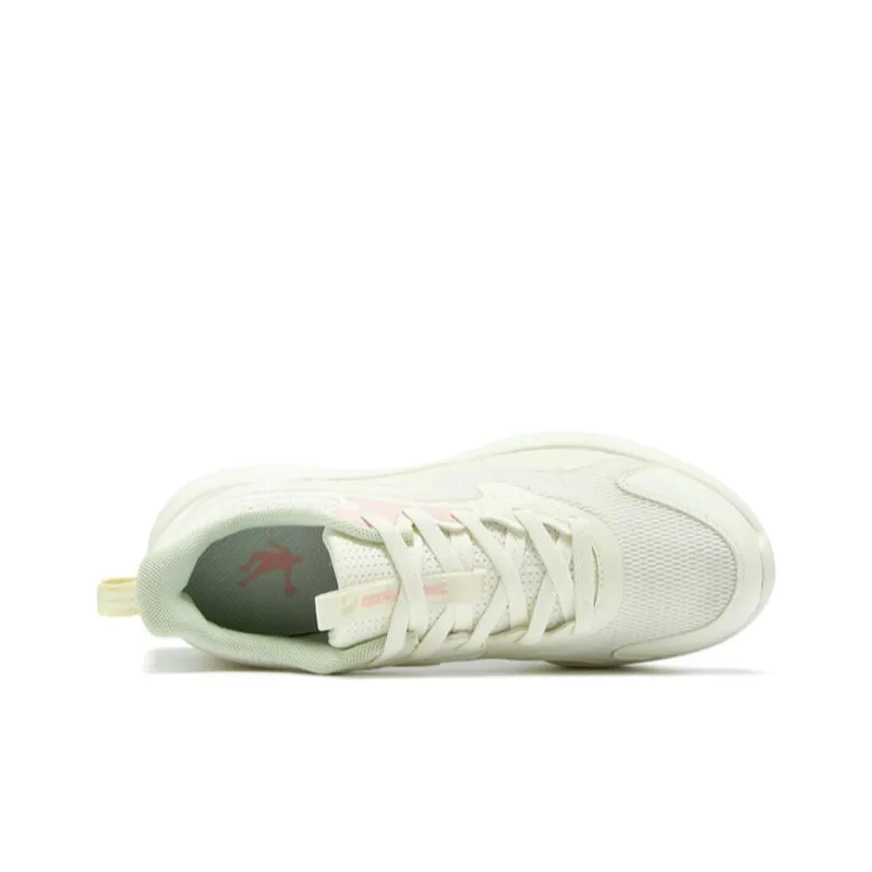 QIAODAN Shock Absorbers Low Top Running Shoes Women's White Green-4