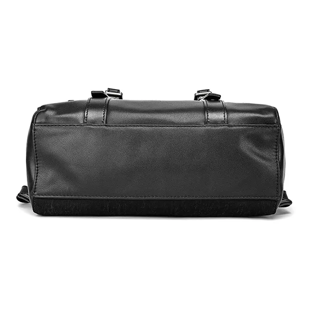 FAIRWHALE Top Grain Cow Leather Backpacks Laptop Bags Backpack Regular Men's Black-4