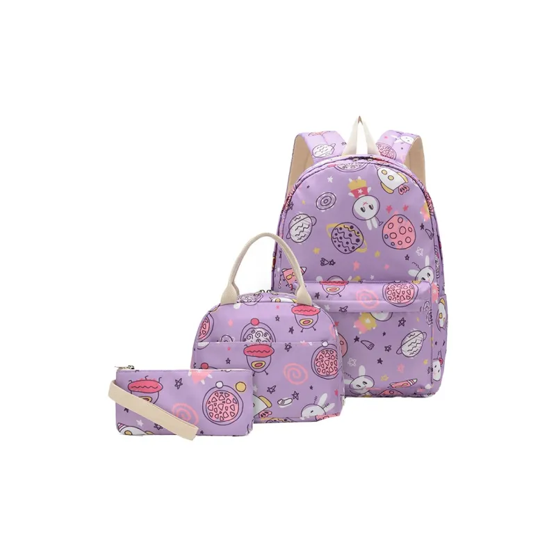 Do Dower Polyester Backpack Three Piece Set With Backpack Regular Unisex Dinosaur/Cute Graffiti-1