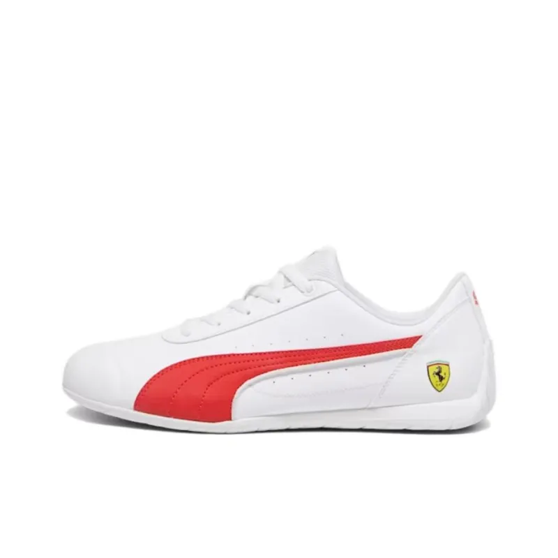 PUMA Scuderia Ferrari Anti Slip Wear Resistant Low Top Skateboard Shoes Unisex White Red-0