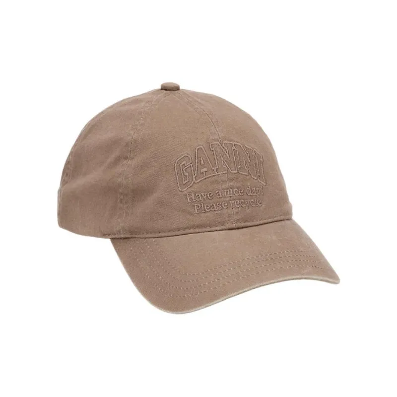 GANNI Cotton Baseball Caps Women's Shiitake Mushroom-1