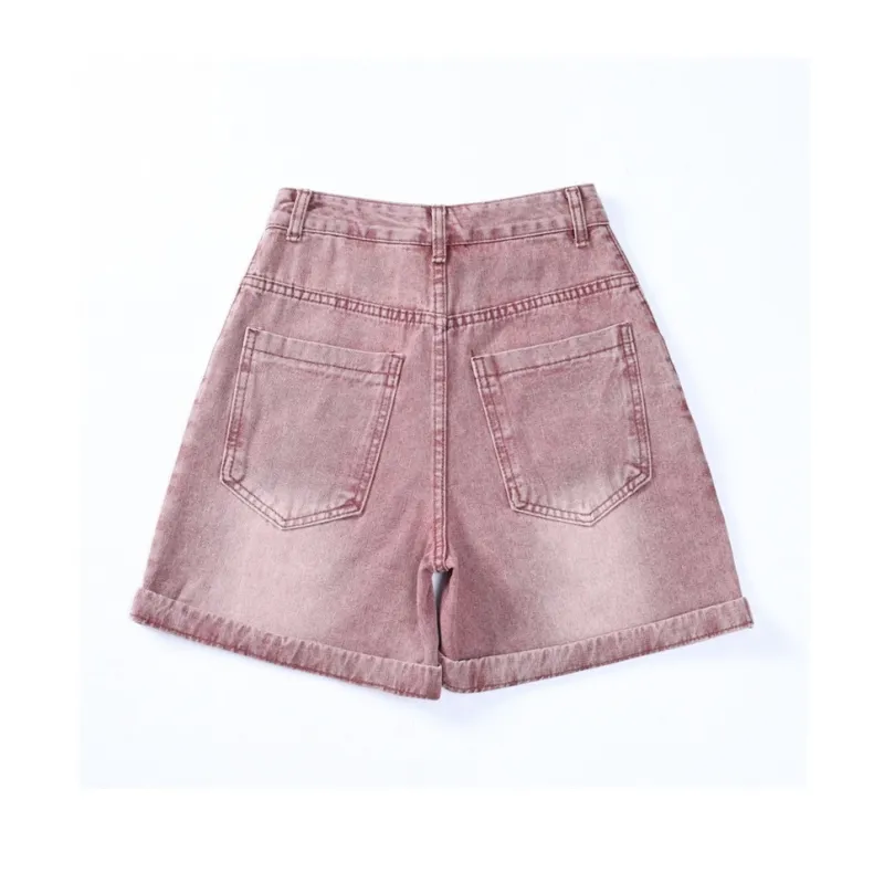 AWAO Denim Shorts Women's Rose Red-1