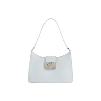 Furla Grained Calfskin Handbag Shoulder Bag Women's Light Blue