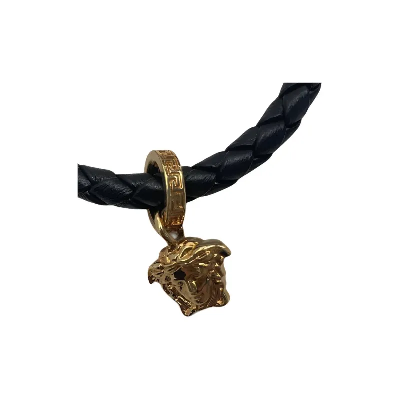 VERSACE Medusa Braided Leather Bracelet-1