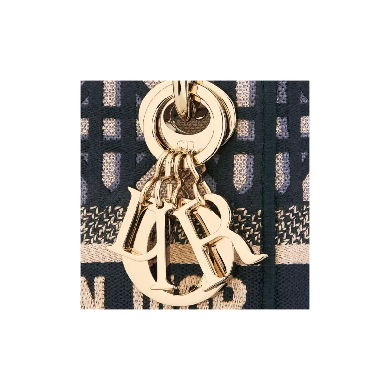 DIOR Lady D-Lite Embroidery Dior Bag Shoulder Bag Crossbody Bag Handbag Mini Women's Beige & Blue-5