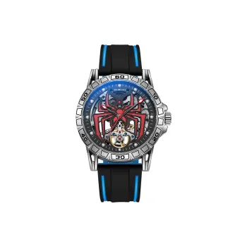 MUKUO Hero Collection Automatic Mechanical Movement Silicone Strap Watch Men's Watches Cut-Out Dial