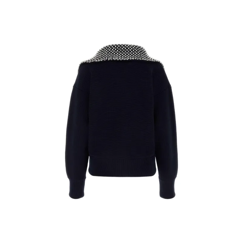 GUCCI Navy Blue Stretch Cotton Blend Polo Shirt-1