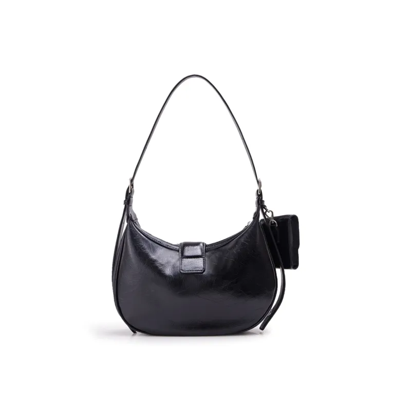 HE BAO BAO Cow Leather Crossbody Bags Shoulder Bags Regular Women's Oil Painting Black-1