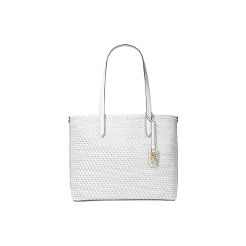 MICHAEL KORS Eliza Series Leather Tote Bag, Shopping Bag, Shoulder Bag, Handbag Extra Large Women's Optical White