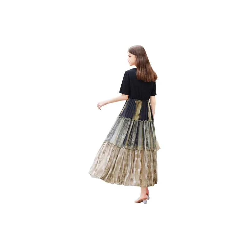 TOUCH Short Sleeved Dresses Women's Black & Coffee Green Multicolor-1