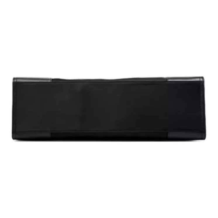 Hush Puppies Fabric Cow Leather Patchwork One Shoulder Handbags Large Size Women's Black-5
