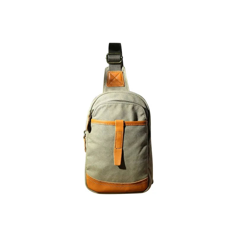 DOSRFINI Canvas Canvas Bag Casual Sling Bag Regular Men's Khaki/Army Green/Dark Gray-6