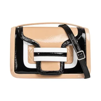 PIERRE HARDY Patent Leather Studded Lambskin Crossbody Bags Handbags Unisex Black/Beige/White