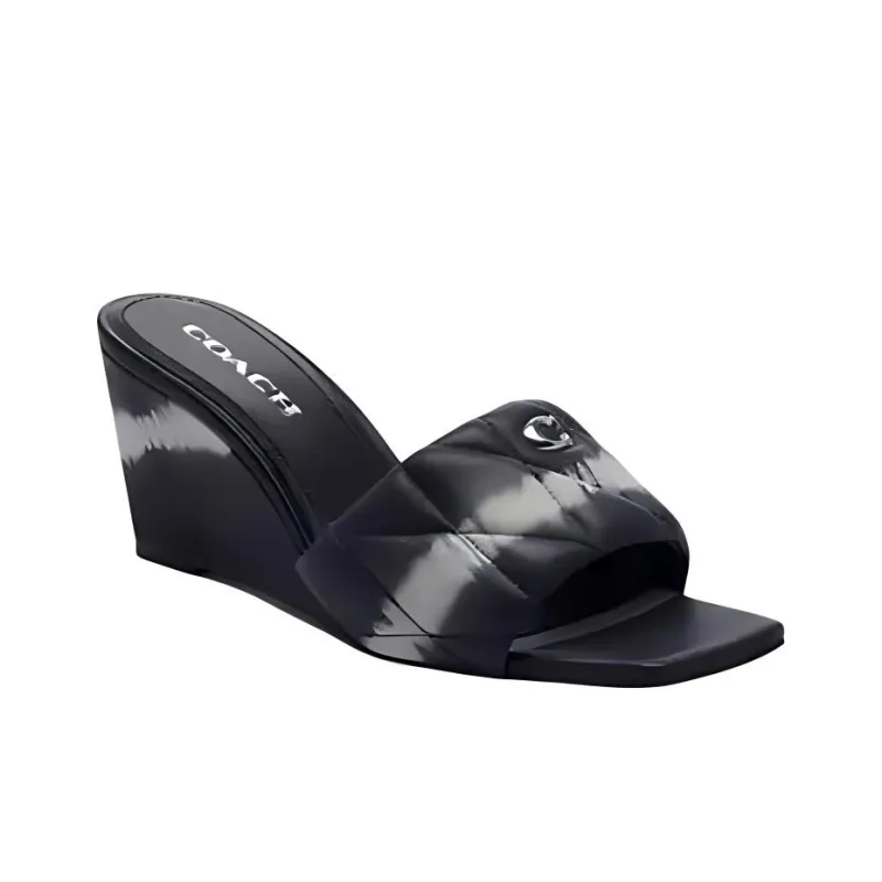COACH Abrasion Resistant Slide Slippers 7cm Women's Black-2