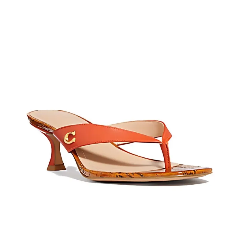COACH Odor-Resistant Flip Flops Women's Brown-2