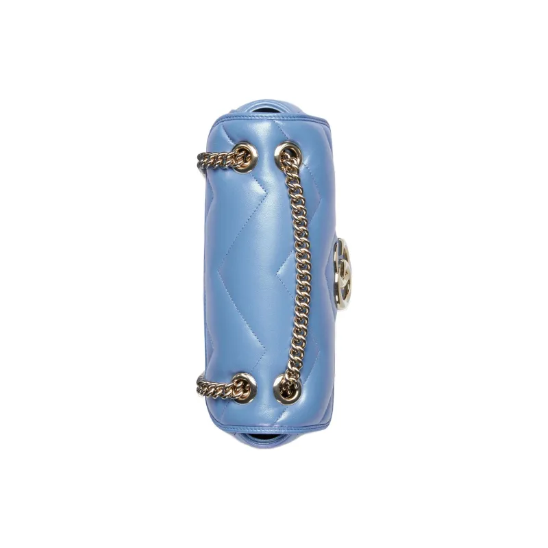 GUCCI GG Marmont Leather Crossbody Bag Shoulder Bag Women's Light Blue-4