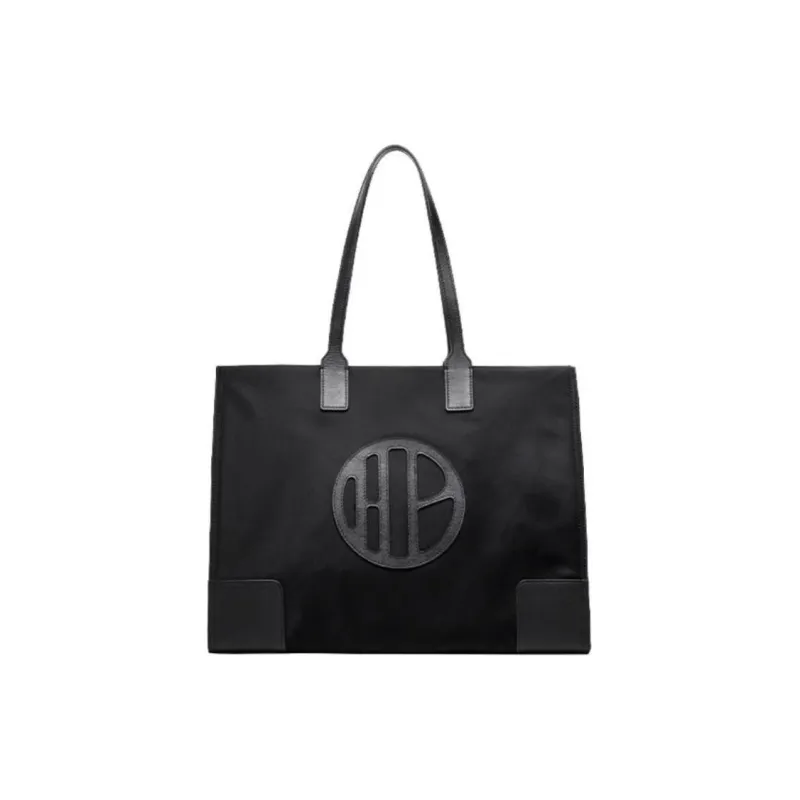 Hush Puppies Fabric Cow Leather Patchwork One Shoulder Handbags Large Size Women's Black-0