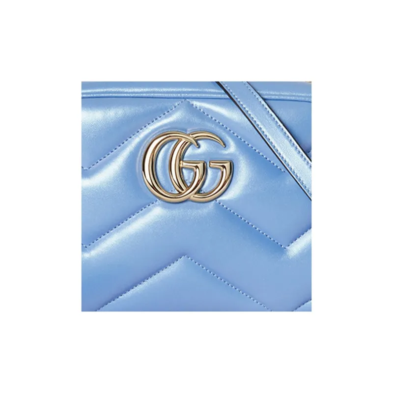 GUCCI Marmont Leather Crossbody Bag Shoulder Bag Women's Light Blue-7