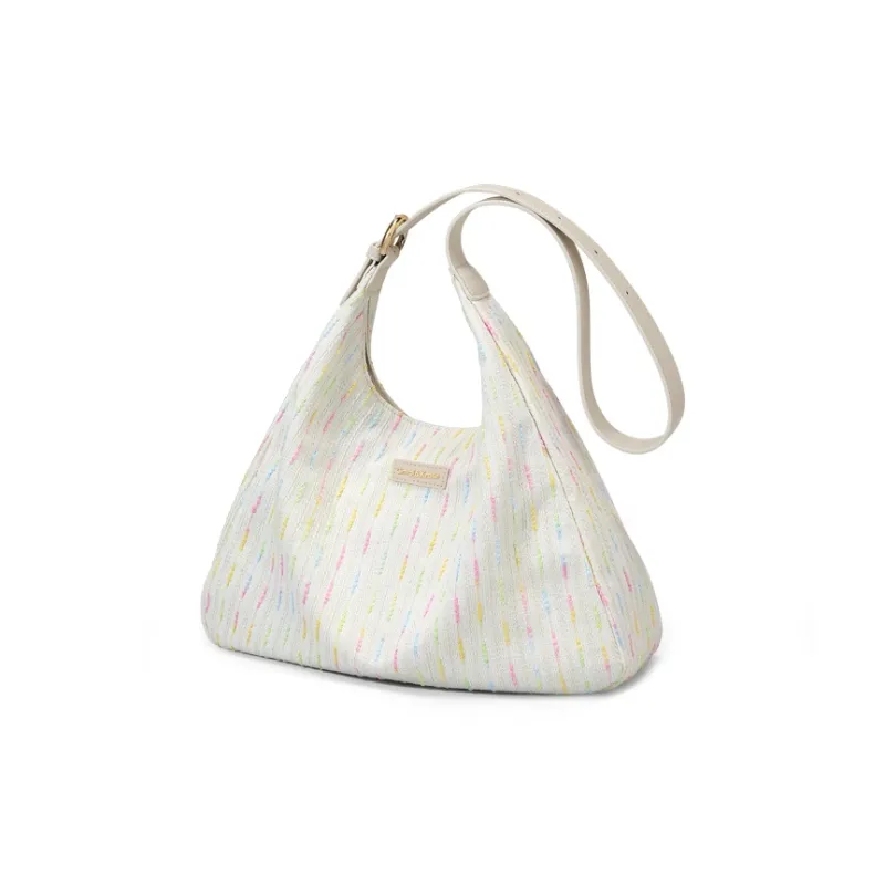 Simvay Clos Fabric With Synthetic Leather Shoulder Bag Crossbody Bag Tote Women's Ecru-1
