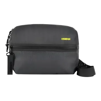 AMERICAN TOURISTER Fabric Crossbody Bag, Shoulder Bag Men's Black/Light Gray