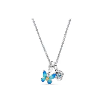 Pandora 925 Sterling Silver Silver Plated Gold Plated Copper Glass Cubic Zirconia Necklaces Women's Silver