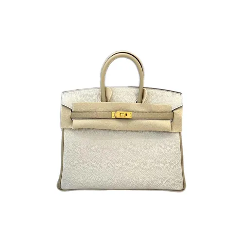 HERMES Birkin Togo Calfskin Handbag Women's SO Color Block Windbreaker In Grey And Cream White