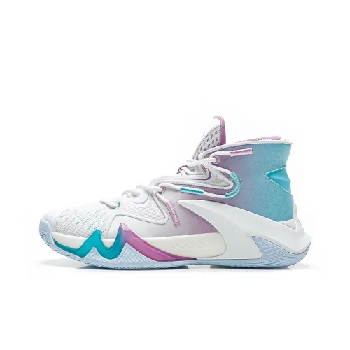 QIAODAN Uh-huh Basketball Shoes Men High-Top Jordan White/Nitrogen Purple