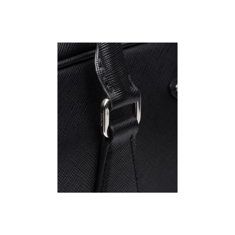 PRADA Saffiano Leather Portable Briefcase Men's Black-5