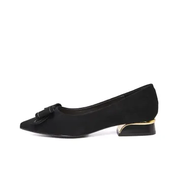 FOXER Small Leather Shoes Slip on, French Vintage, Elegance Soft, Elegant Premium Women's Casual Shoes Women's Black