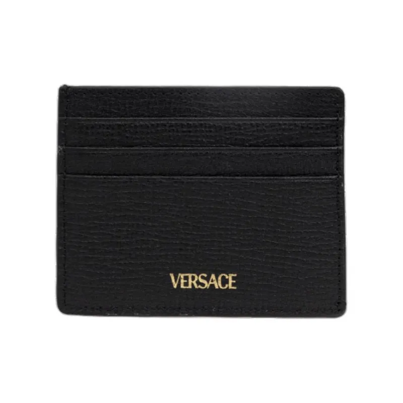 VERSACE Leather Card Holder Men's Black-1