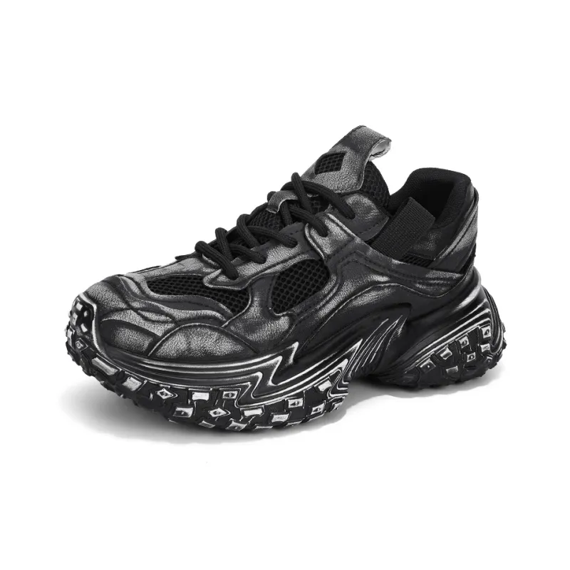 Yalu Abrasion Resistant Lightweight Height Increasing Low Top Chunky Sneakers Men's-1