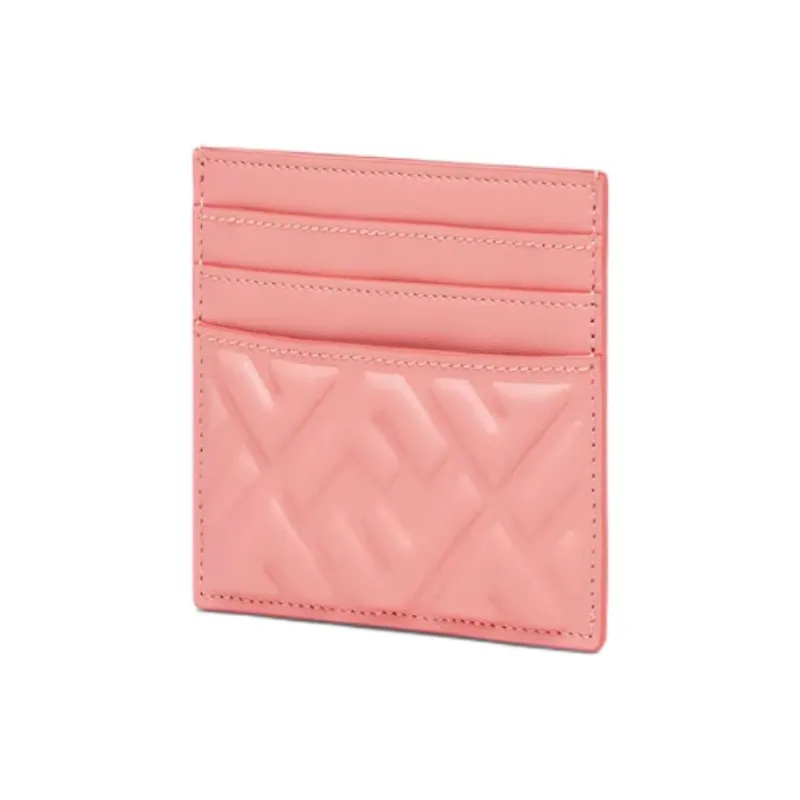 FENDI Lambskin Card Clip Card Holder Women's Pink-1