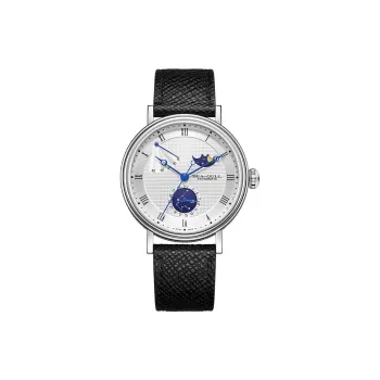 Sea Gull Automatic Mechanical Movement Genuine Leather Strap Watch Men's Watches Silver Dial