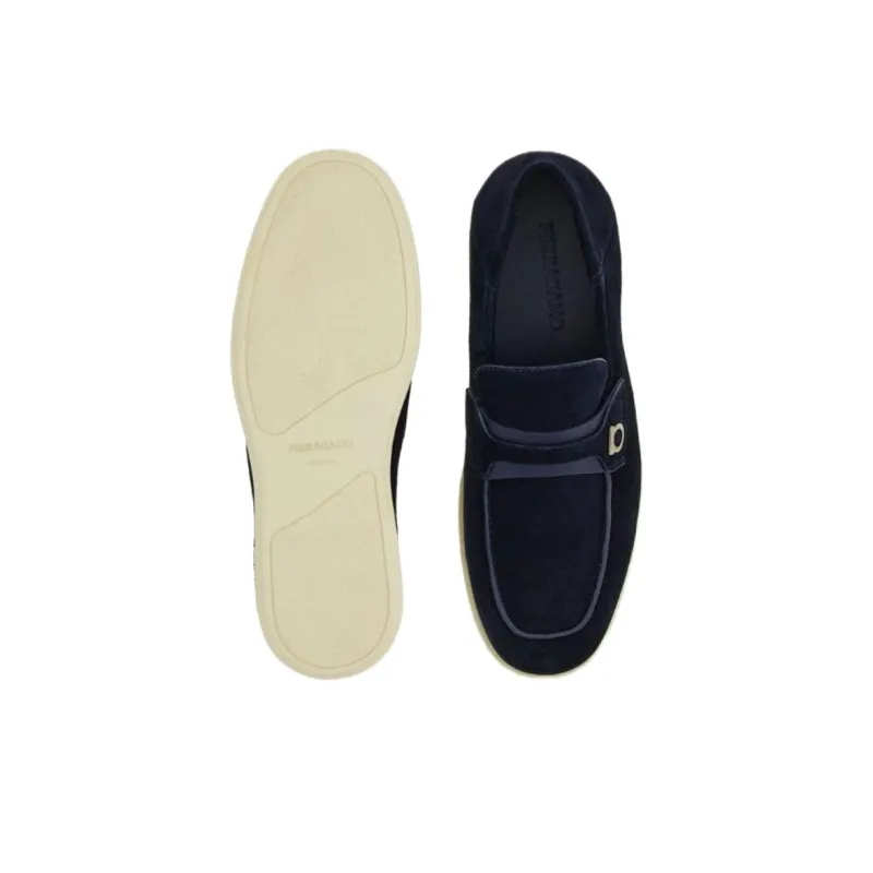 FERRAGAMO GANCINI Loafers Men's Blue-4