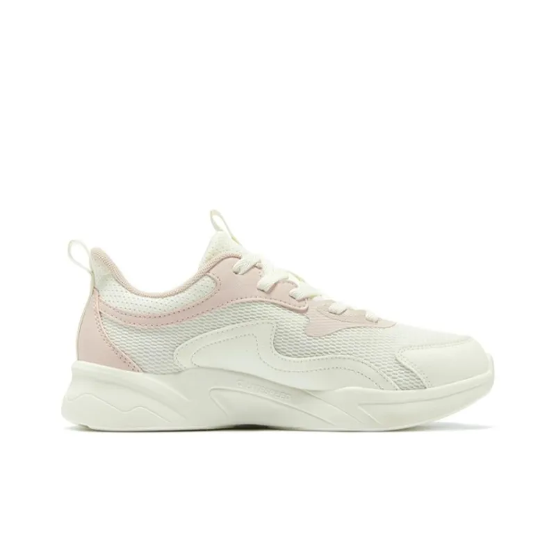 QIAODAN Cushioning Rebound Low Top Running Shoes Women's White Pink-1