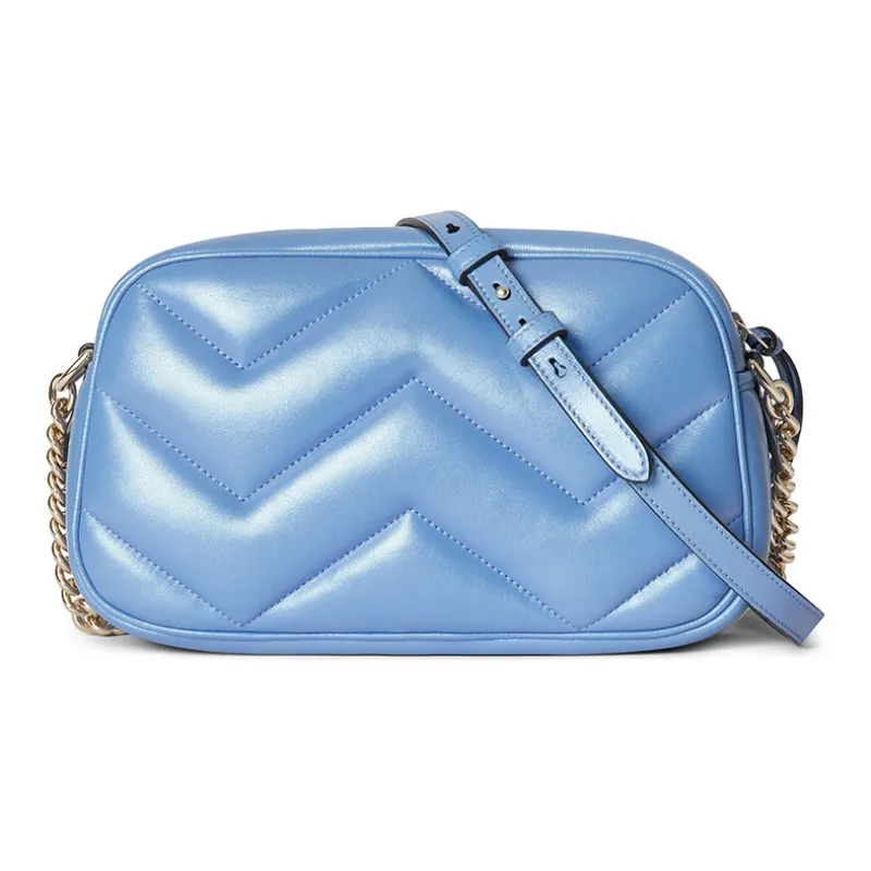 GUCCI Marmont Leather Crossbody Bag Shoulder Bag Women's Light Blue-3