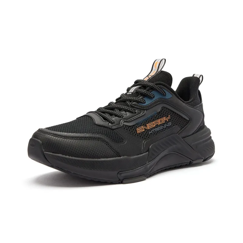 QIAODAN Uh huh Cushioning Wear Resistant Low Top Running Shoes Men's Black Blue-2