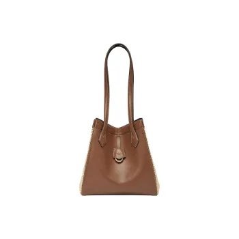 FENDI Raffia With Leather Bucket Bag Handbag Shoulder Bag Women's Brown