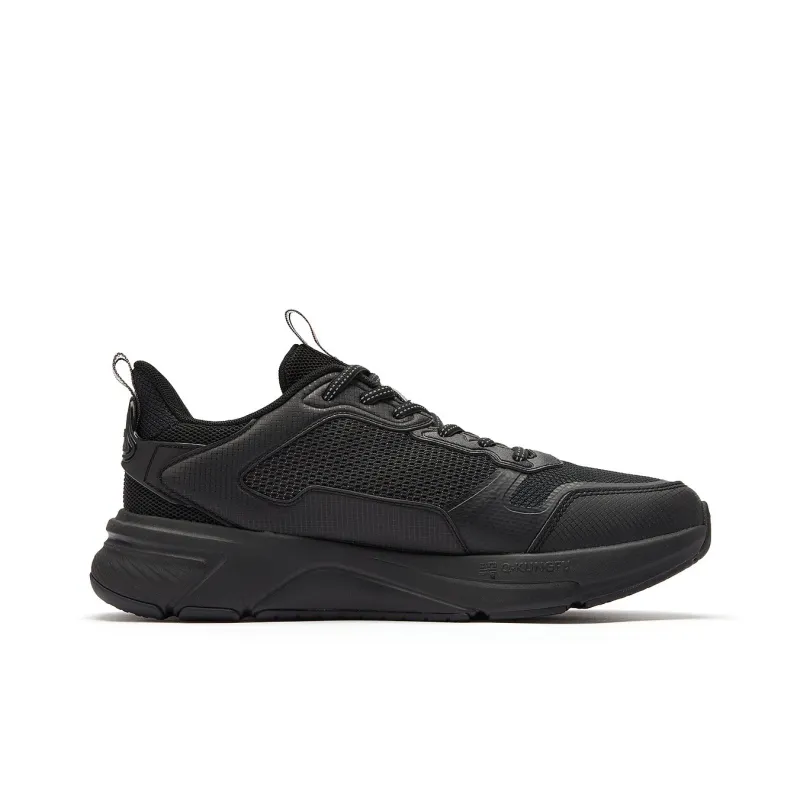 QIAODAN Uh huh Cushioning Wear Resistant Low Top Running Shoes Men's Black Blue-1