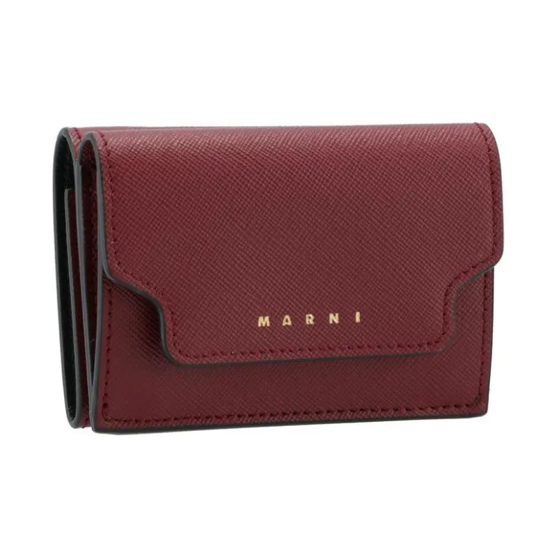 MARNI Trunk Saffiano Leather Wallet Mini Women's Gemstone Red-1