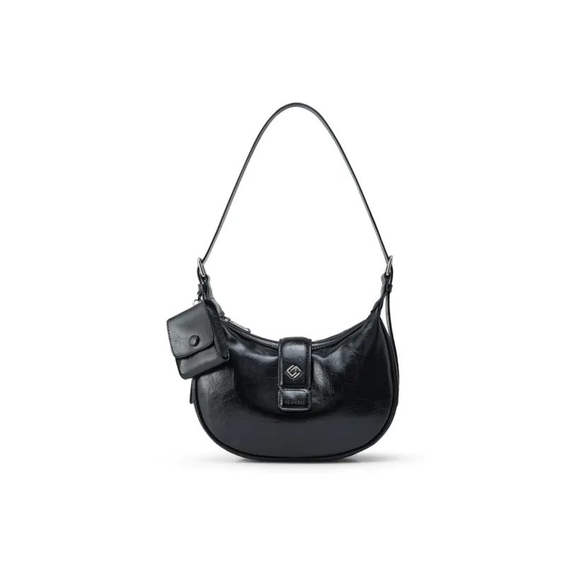 HE BAO BAO Cow Leather Crossbody Bags Shoulder Bags Regular Women's Oil Painting Black-0