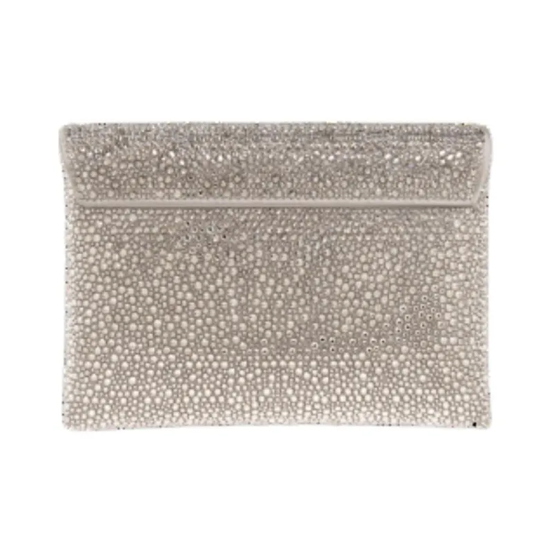 VERSACE La Medusa Satin With Crystal Accents Clutch Women's Silver-2