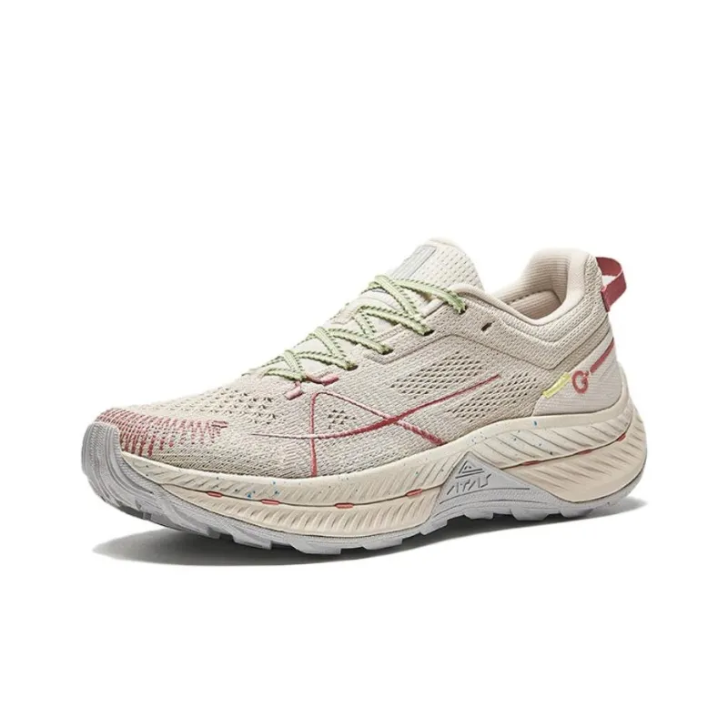 Anta Anti Slip Wear Resistant Low Top Running Shoes Women's Beige Red-1