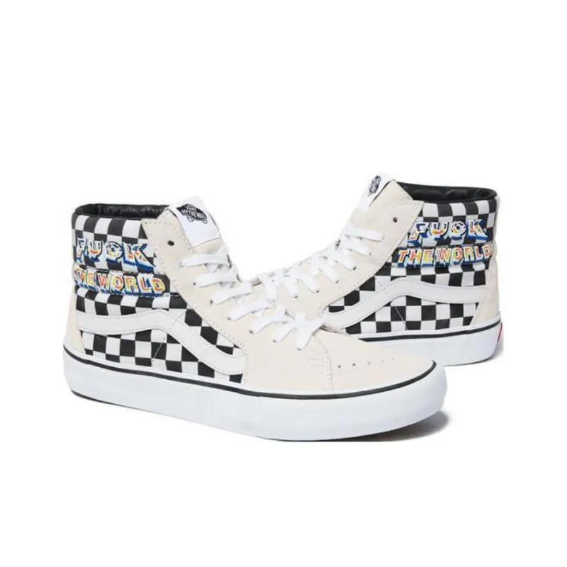 Vans Supreme X Sk8 Hi 'Fuck The World White'-3