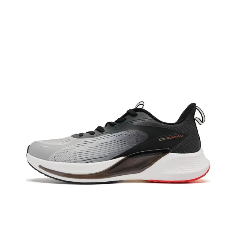 QIAODAN Slip Resistant Low Top Running Shoes Men's Black Gray Red-0