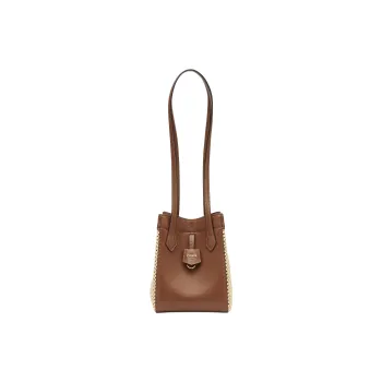 FENDI Origami Smooth Leather Handbag Shoulder Bag Women's Brown