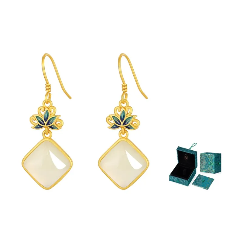 MAMADESHOUHU Earrings Pale Greenish White Jade Women's-1