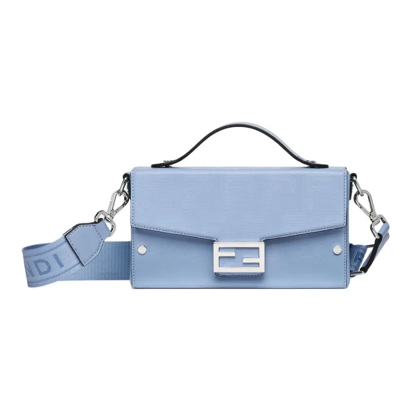 FENDI BaguetteTrunk Calfskin Shoulder Bag, Crossbody Bag, Handbag Men's Sky Blue-0