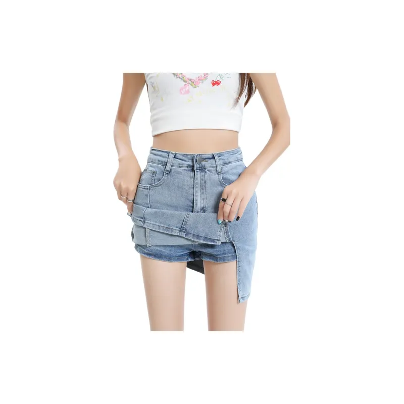 ZAZN Denim Short Skirts Women's Light Blue-1